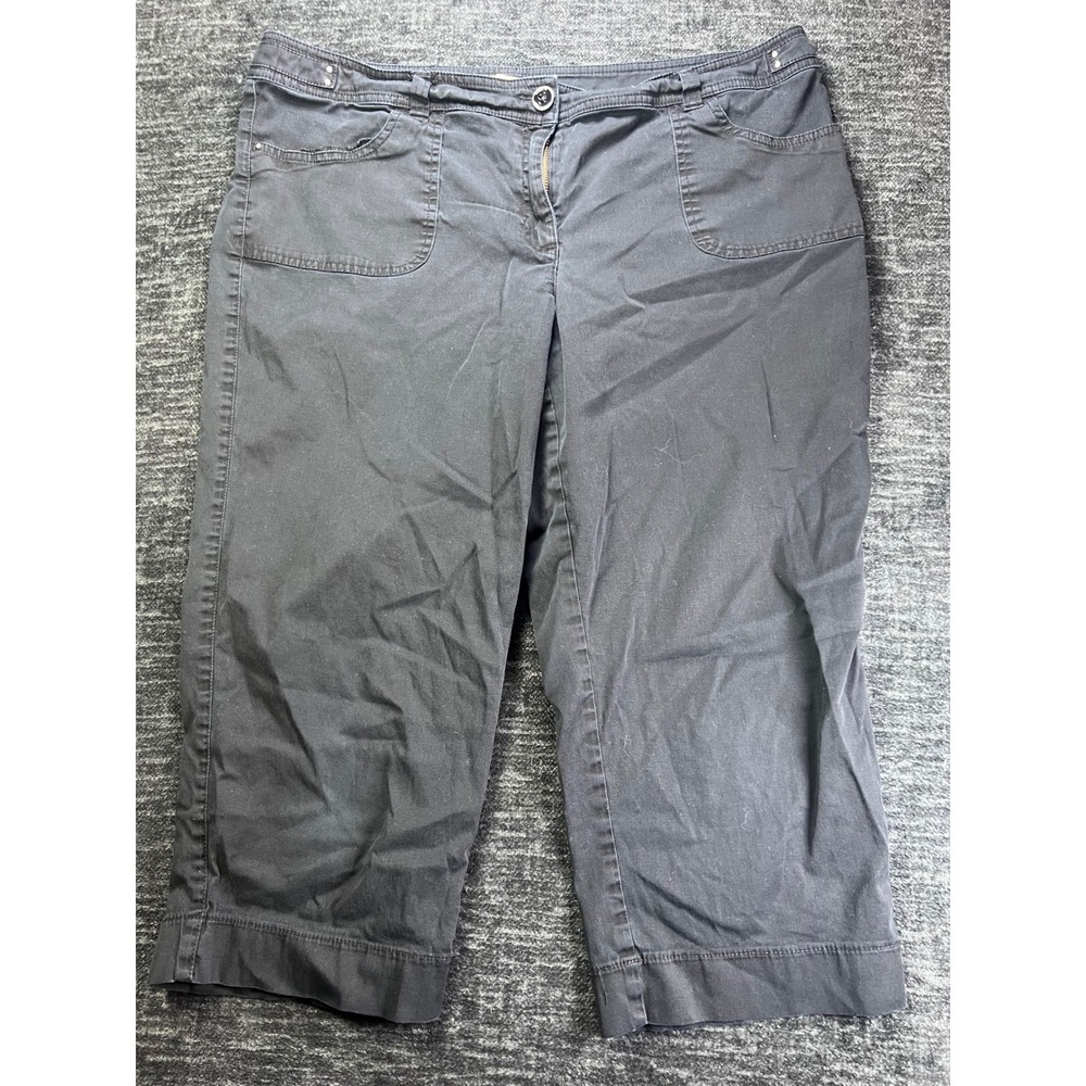 Chico's Capri Pants Womens 3 Black Cotton Blend Stretch Cropped Mid‎ Rise 0469